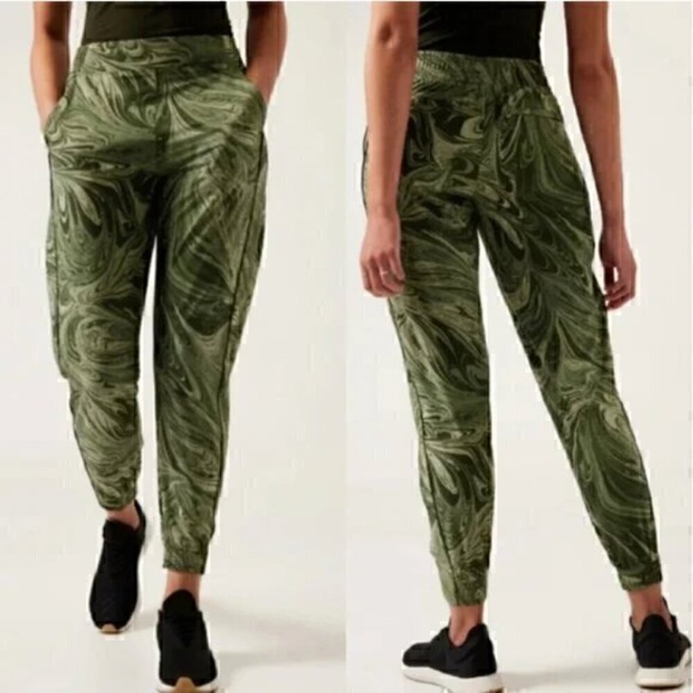 Athleta Brooklyn Ankle Jogger Sumi Marble Green